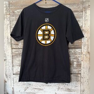 Y2K Adidas #37 Bergeron Boston Bruins black hockey t shirt